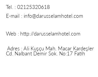Darusselam Hotel iletiim bilgileri